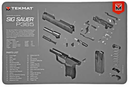 Beck TEK LLC (TEKMAT) R17Sig9365 Sig Sauer P365 Cleaning Mat Diagram 17" X 11" Black/Gray/White